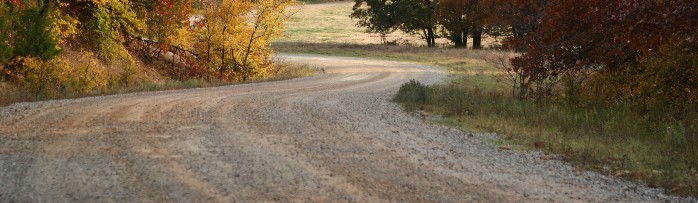 Winding country road near Bristow, OK.